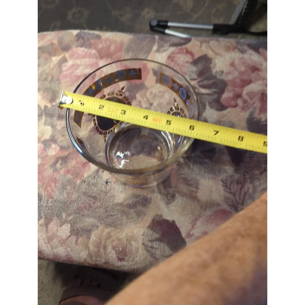 MCM Signed Vito Bari Glass Ice Bucket 22K Gold Vintage